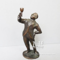 Custom life size bronze man sculpture with wine can